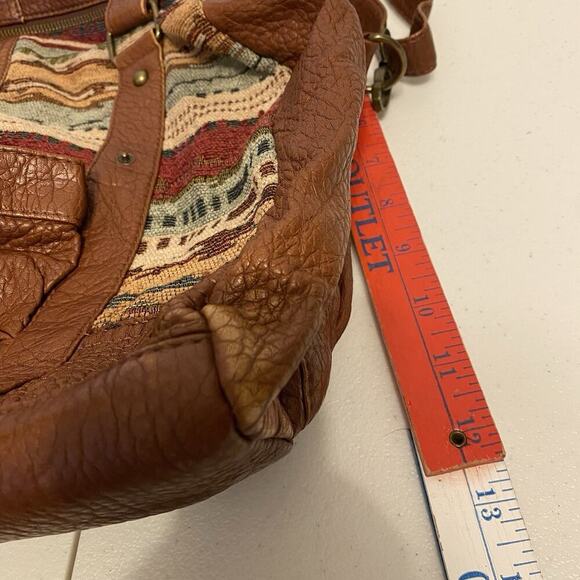 VTG Y2K 2000s UnderOneSky Brown Faux Leather Tapestry Travel Weekend Bags Set2 - Picture 3 of 11